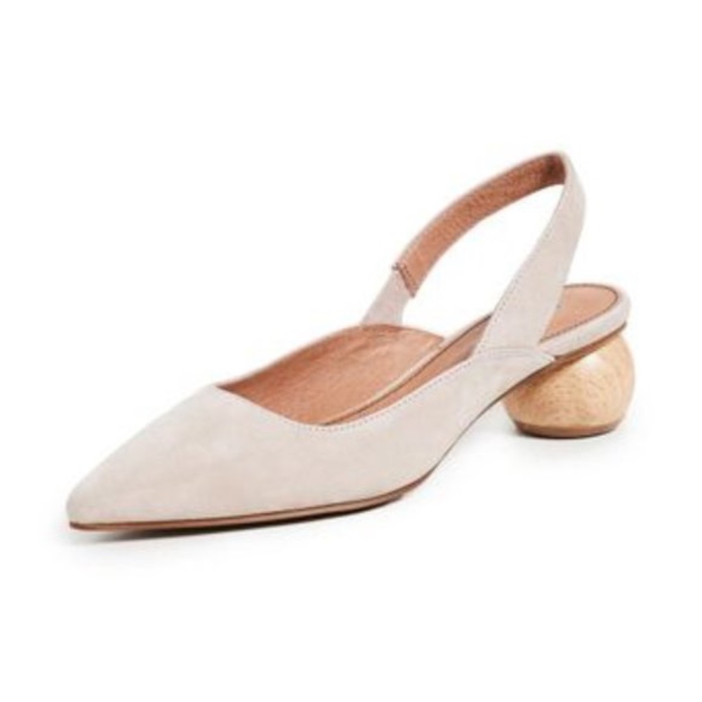 Matiko Circa Nude Suede Wooden Sphere Heels Sz 40